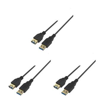 3PK Comsol Type-A-Male to Type-A-Female USB 3.0 SuperSpeed Extension Cable 2M BK