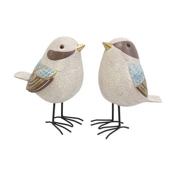 2pc LVD Blue Wren Birds Resin Figurine Set Home Decor 18x17.5x9.5cm