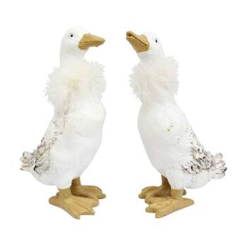 2pc LVD Featherby Ducks Textured Resin Ornament Set Home Decor 23x12x8.5cm