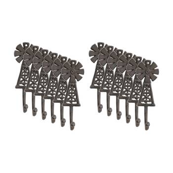 12PK LVD Windmill Single Hook Home Wall Decoration Rustic Decor 5x3.5x15.5cm
