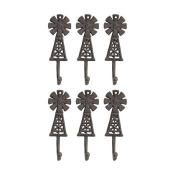 6PK LVD Windmill Hook Home Wall Decoration Rustic Decor 5x3.5x15.5cm