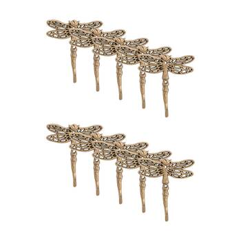 10PK LVD Vintage Gold Dragonfly Single Hook Home Wall Decoration 12.5x3.5x14cm