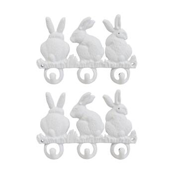 2PK LVD Triple Bunny Hooks White Home Wall Decoration 20.5x2.5x14cm