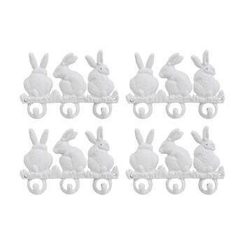 4PK LVD Triple Bunny Hooks White Home Wall Decoration 20.5x2.5x14cm