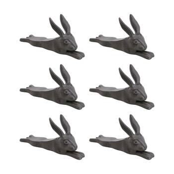 6PK LVD Cast Iron Long Rabbit Wedge Door Stopper Home Decor 20x12x12cm
