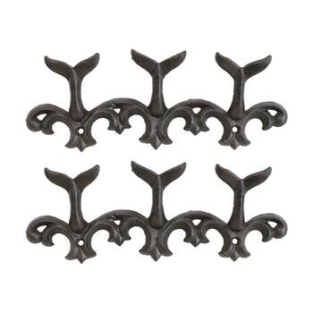 2PK LVD Whale Tale Triple Wall Decoration Hook Coastal Home Decor 27.5x5x10cm