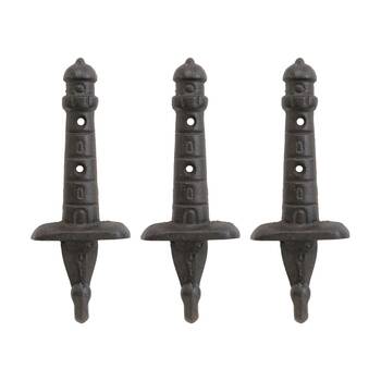 3PK LVD Lighthouse Wall Decoration Hook Coastal Home Decor 8x5x19.5cm