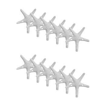 12PK LVD Single White Starfish Wall Decoration Hook Coastal Home Decor 11x4cm
