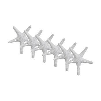 6PK LVD White Starfish Wall Decoration Hook Coastal Home Decor 11x4x11.5cm