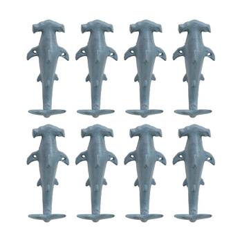 8PK LVD Blue Hammerhead Shark Wall Decoration Hook Coastal Home Decor 6x5x13.5cm