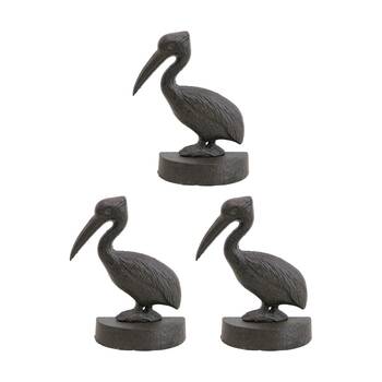 3PK LVD Coastal Cast Iron Pelican Heavy Door Stopper Home Decor 24x17x13cm