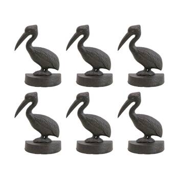 6PK LVD Coastal Cast Iron Pelican Heavy Door Stopper Home Decor 24x17x13cm