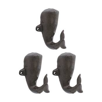 3PK LVD Whale Wall Decoration Hook Coastal Home Decor 10x6x9.5cm