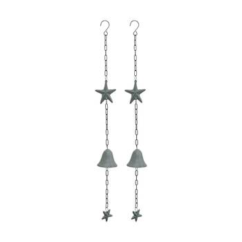 2PK LVD Cast Iron/Steel Starfish Hanging Chime Outdoor/Garden Decor 7.5x7.5x80cm