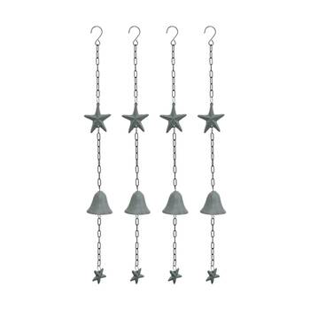 4PK LVD Cast Iron/Steel Starfish Hanging Chime Outdoor/Garden Decor 7.5x7.5x80cm