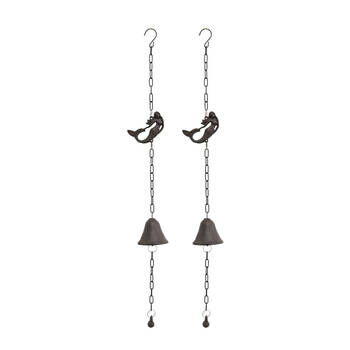 2PK LVD Cast Iron/Steel Mermaid Hanging Chime Outdoor/Garden Decor 9x7.5x80cm
