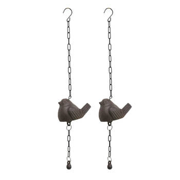 2PK LVD Cast Iron/Steel Bird Hanging Chime Outdoor/Garden Decor 11x6.5x49cm