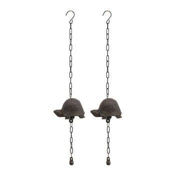 2PK LVD Cast Iron/Steel Turtle Hanging Chime Outdoor/Garden Decor 10x6x49cm