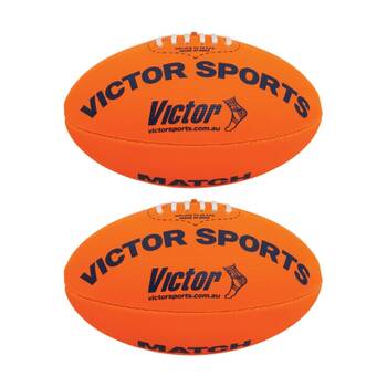 2PK Victor Sports Synthetic Football Durable AFL Ball Orange Size 2