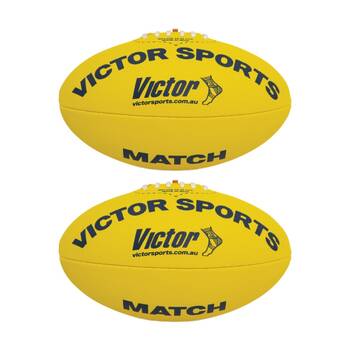 2PK Victor Sports Synthetic Football Durable AFL Ball Yellow Size 3