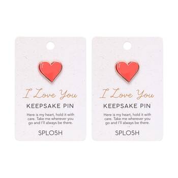 2PK Splosh I Love You Keepsake Enamel Heart Pin Rose Gold & Red