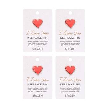 4PK Splosh I Love You Keepsake Enamel Heart Pin Rose Gold & Red