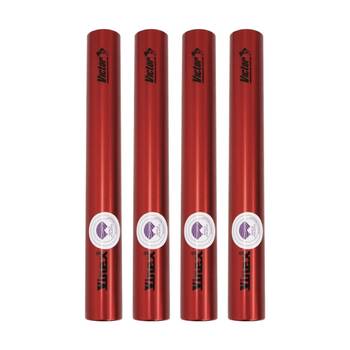 4PK Victor Sports Aluminium Relay Baton Lightweight Smooth Ends Red Senior