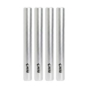 4PK Victor Sports Aluminium Relay Baton Lightweight Smooth Ends Silver Junior