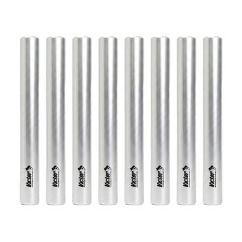 8PK Victor Sports Aluminium Relay Baton Lightweight Smooth Ends Silver Junior