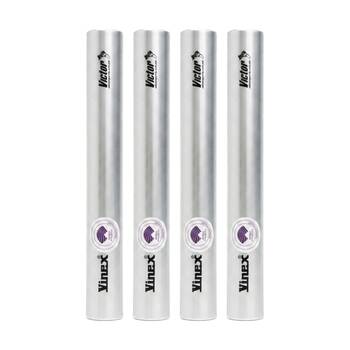 4PK Victor Sports Aluminium Relay Baton Lightweight Smooth Ends Silver Senior