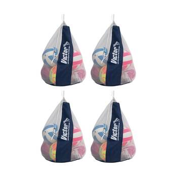 4PK Victor Sports Mesh Ball Bag Small Holds 5 Size Balls W/ Drawstring Closing