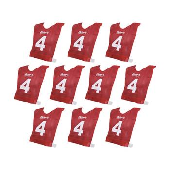 10pc Victor Sports Lightweight Numbered Bibs?Basketball Set Red Junior