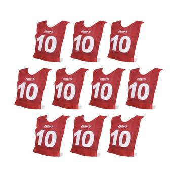 10pc Victor Sports Lightweight Numbered Bibs?Basketball Set Red Senior