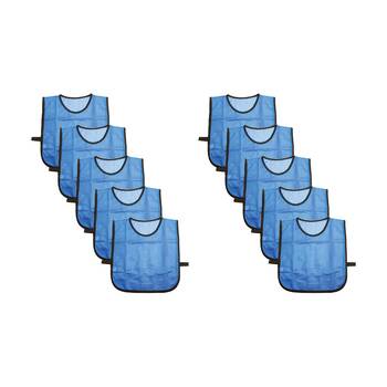 10PK Victor Sports Lightweight Fitness/Training Mesh Tab Bibs Blue Small