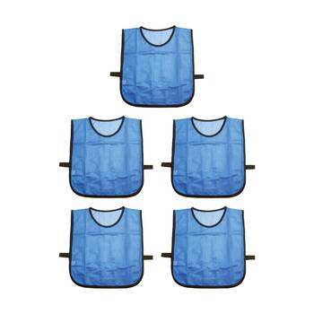 5PK Victor Sports Lightweight Fitness/Training Mesh Tab Bibs Blue Small