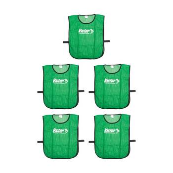5PK Victor Sports Lightweight Fitness/Training Mesh Tab Bibs Green Large