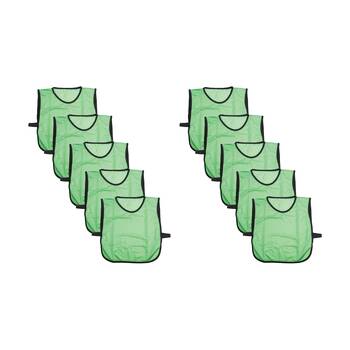 10PK Victor Sports Lightweight Fitness/Training Mesh Tab Bibs Green Small