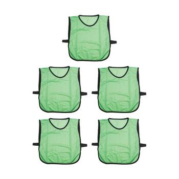 5PK Victor Sports Lightweight Fitness/Training Mesh Tab Bibs Green Small