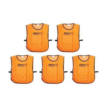 5PK Victor Sports Lightweight Fitness/Training Mesh Tab Bibs Orange Large