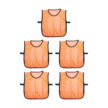 5PK Victor Sports Lightweight Fitness/Training Mesh Tab Bibs Orange Small