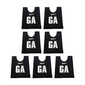 7pc Victor Sports Bibs Netball Junior Breathable Honeycomb Black