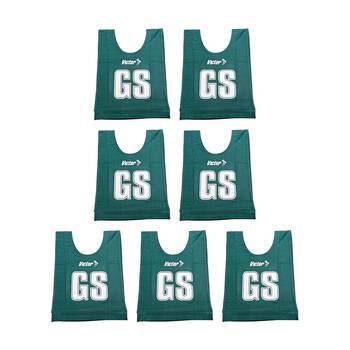 7pc Victor Sports Bibs Netball Junior Breathable Honeycomb Bottle Green