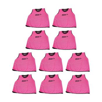 10PK Victor Sports Reversible Lightweight Fitness/Training Vest Blk/Pink Senior