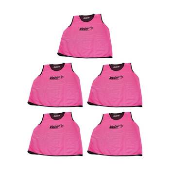 5PK Victor Sports Reversible Lightweight Fitness/Training Vest Black/Pink Senior