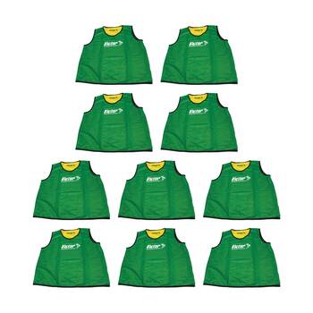 10PK Victor Sports Reversible Lightweight Fitness/Training Vest GR/Yellow Junior