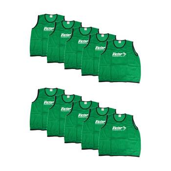 10PK Victor Sports Lightweight Mesh Fitness/Training Vest Green Large