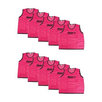 10PK Victor Sports Lightweight Mesh Fitness/Training Vest Pink X-Large