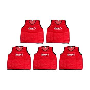 5PK Victor Sports Lightweight Mesh Fitness/Training Vest Red Large