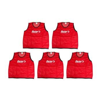 5PK Victor Sports Lightweight Mesh Fitness/Training Vest Red X-Large
