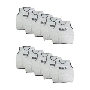 10PK Victor Sports Lightweight Mesh Fitness/Training Vest White Large
